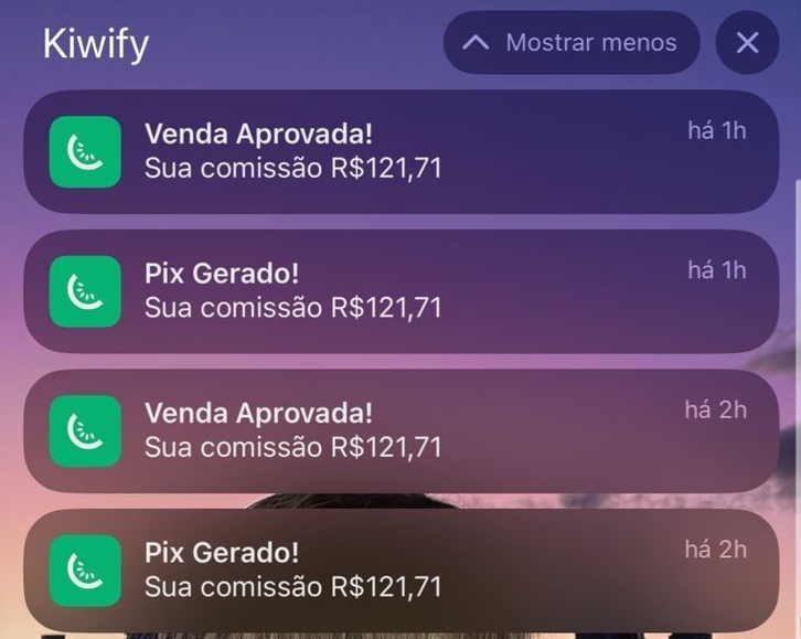 Notificação de comissão no celular