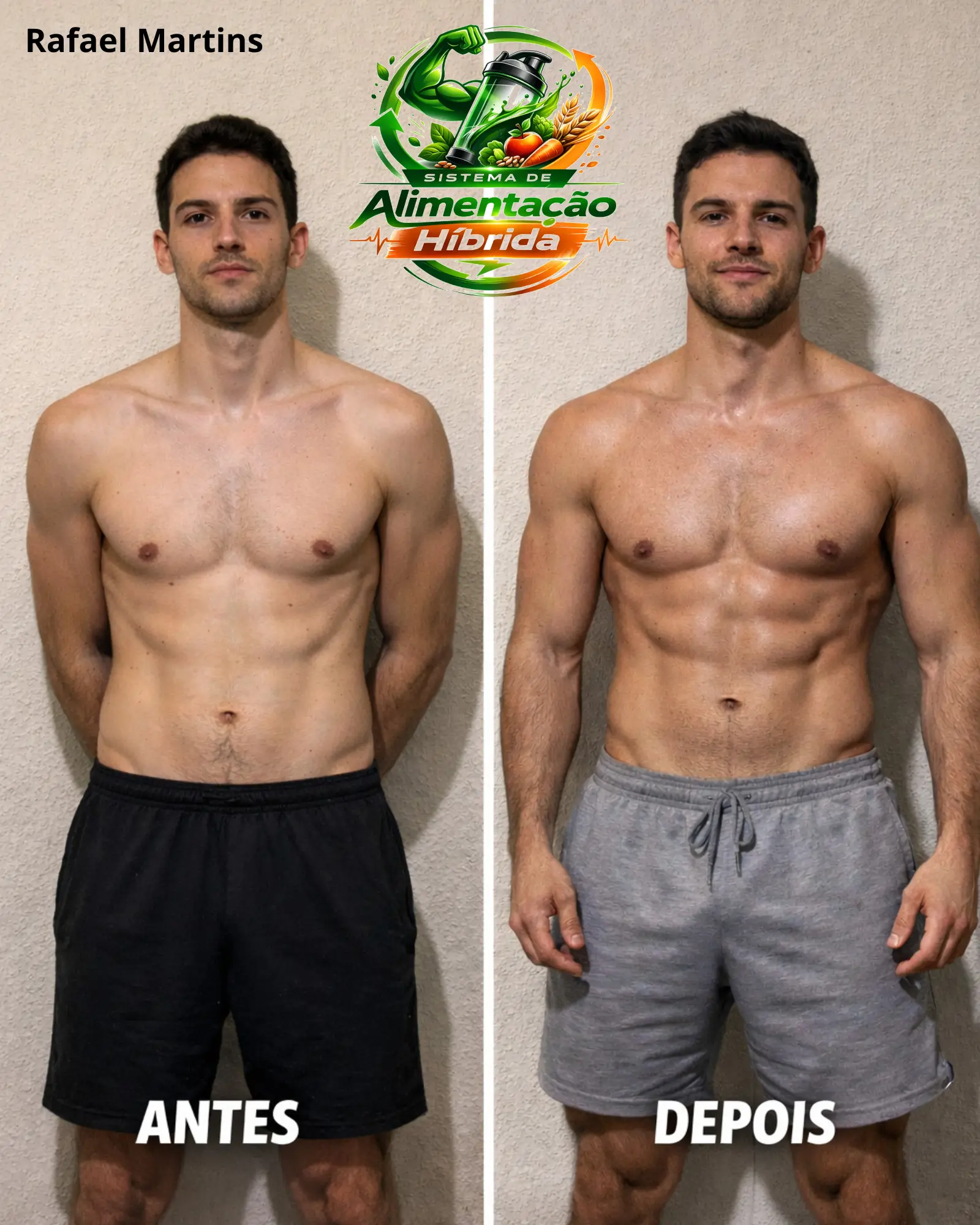 Rafael Martins antes e depois com o sistema de alimentação híbrida