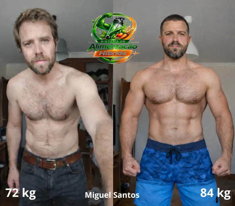 Miguel Santos antes e depois com o sistema de alimentação híbrida