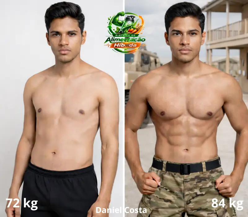 Daniel Costa antes e depois com o sistema de alimentação híbrida