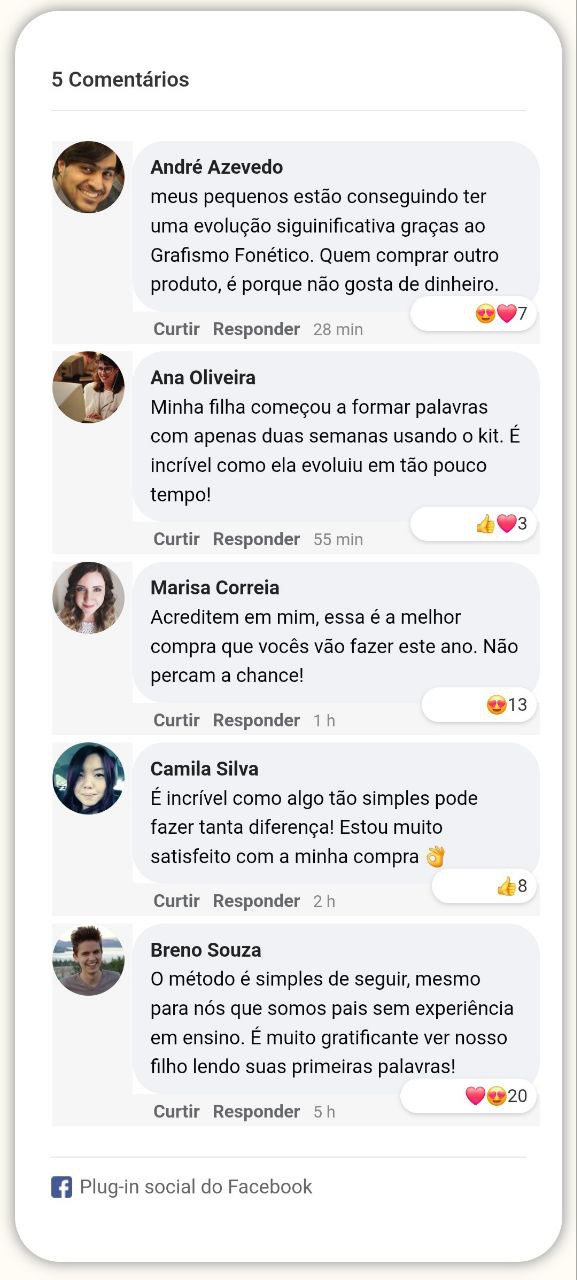 Prova social — depoimentos de famílias