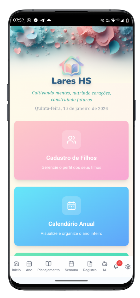 Tela inicial do aplicativo