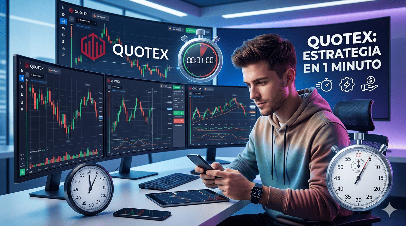 Plataforma Quotex Brasil com gráfico de 1 minuto