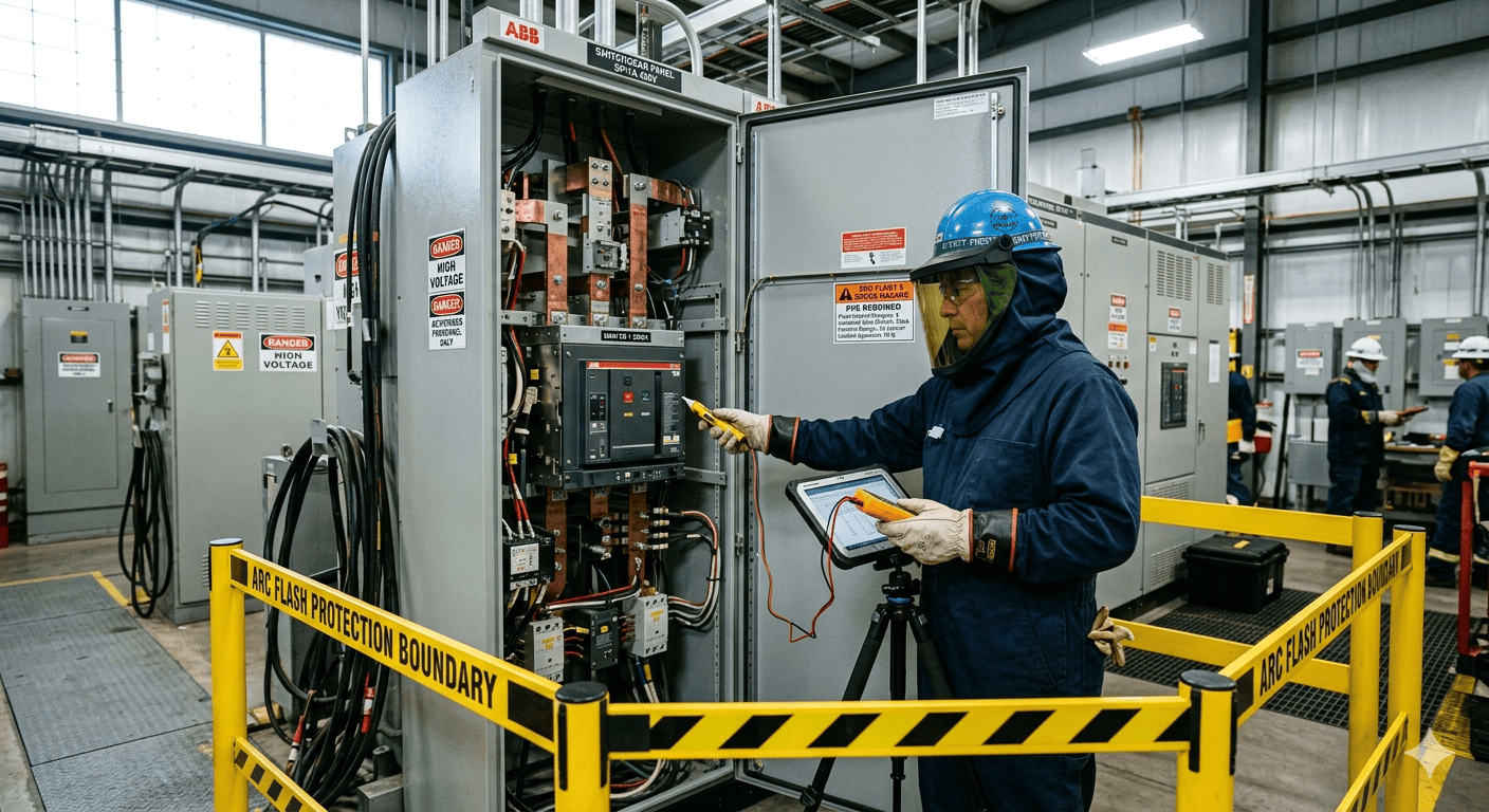 Diagrama de estudio de Arc Flash - Modelado eléctrico y análisis de energía incidente