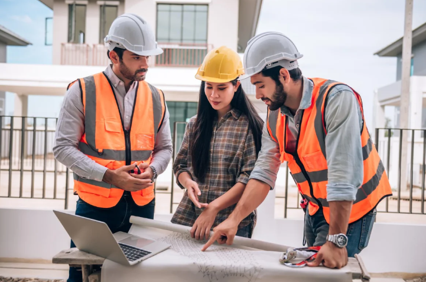 Engenheiros analisando projetos e infraestrutura