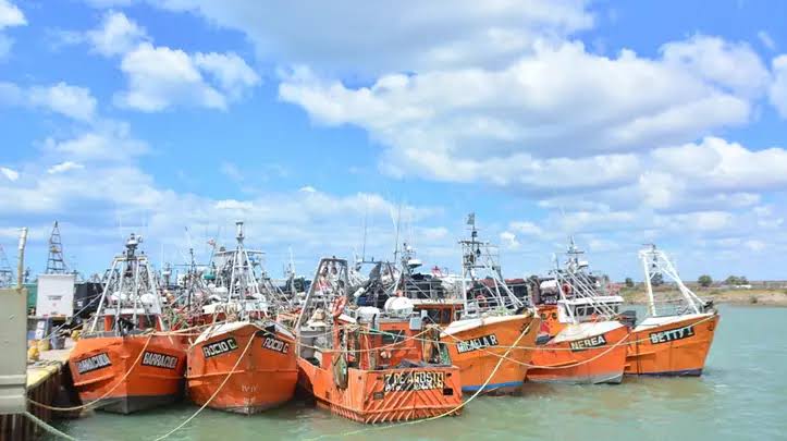 Frota de barcos pesqueiros no porto