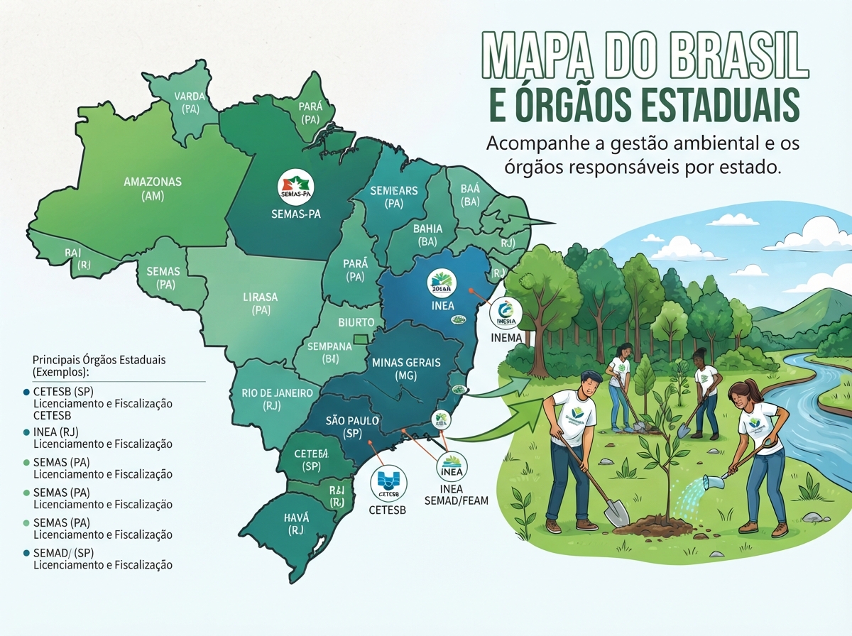 Mapa do Brasil e órgãos estaduais